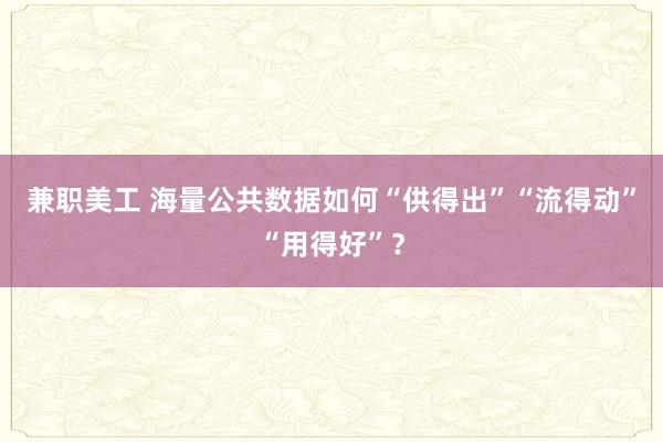 兼职美工 海量公共数据如何“供得出”“流得动”“用得好”？